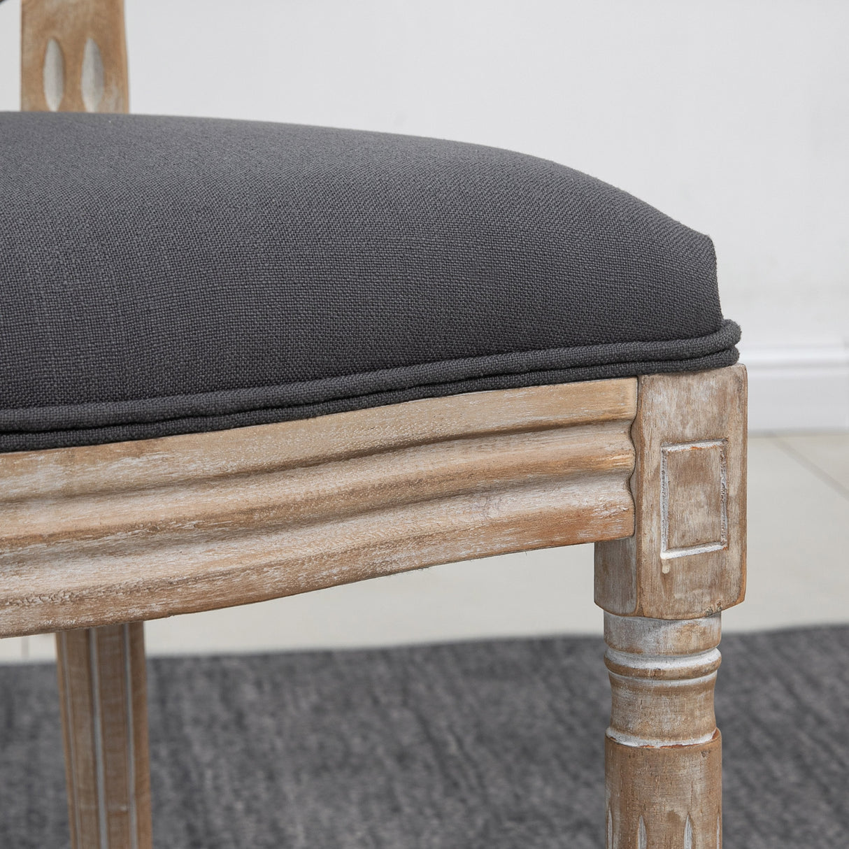 Wooden Dining Chairs With Polyester Fabric Seat in Set Of 2 - Velmora