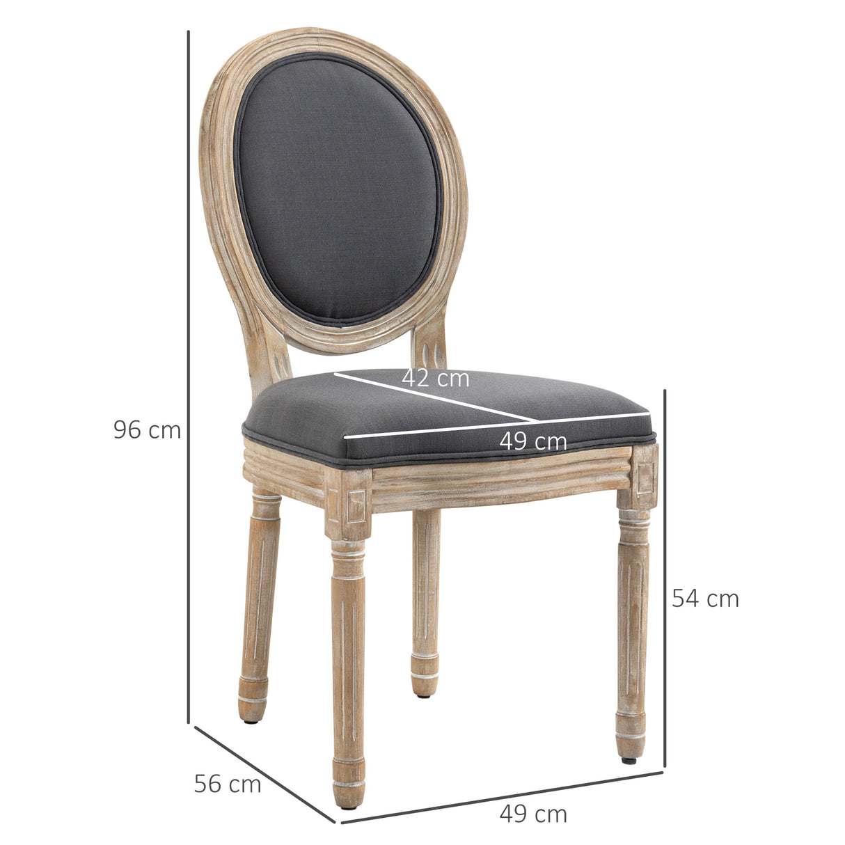 Wooden Dining Chairs With Polyester Fabric Seat in Set Of 2 - Velmora