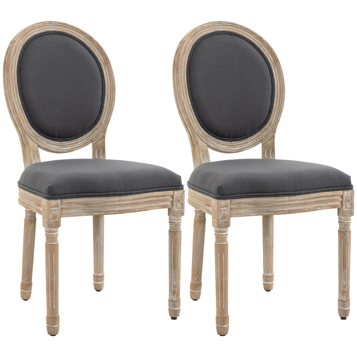 Wooden Dining Chairs With Polyester Fabric Seat in Set Of 2 - Velmora