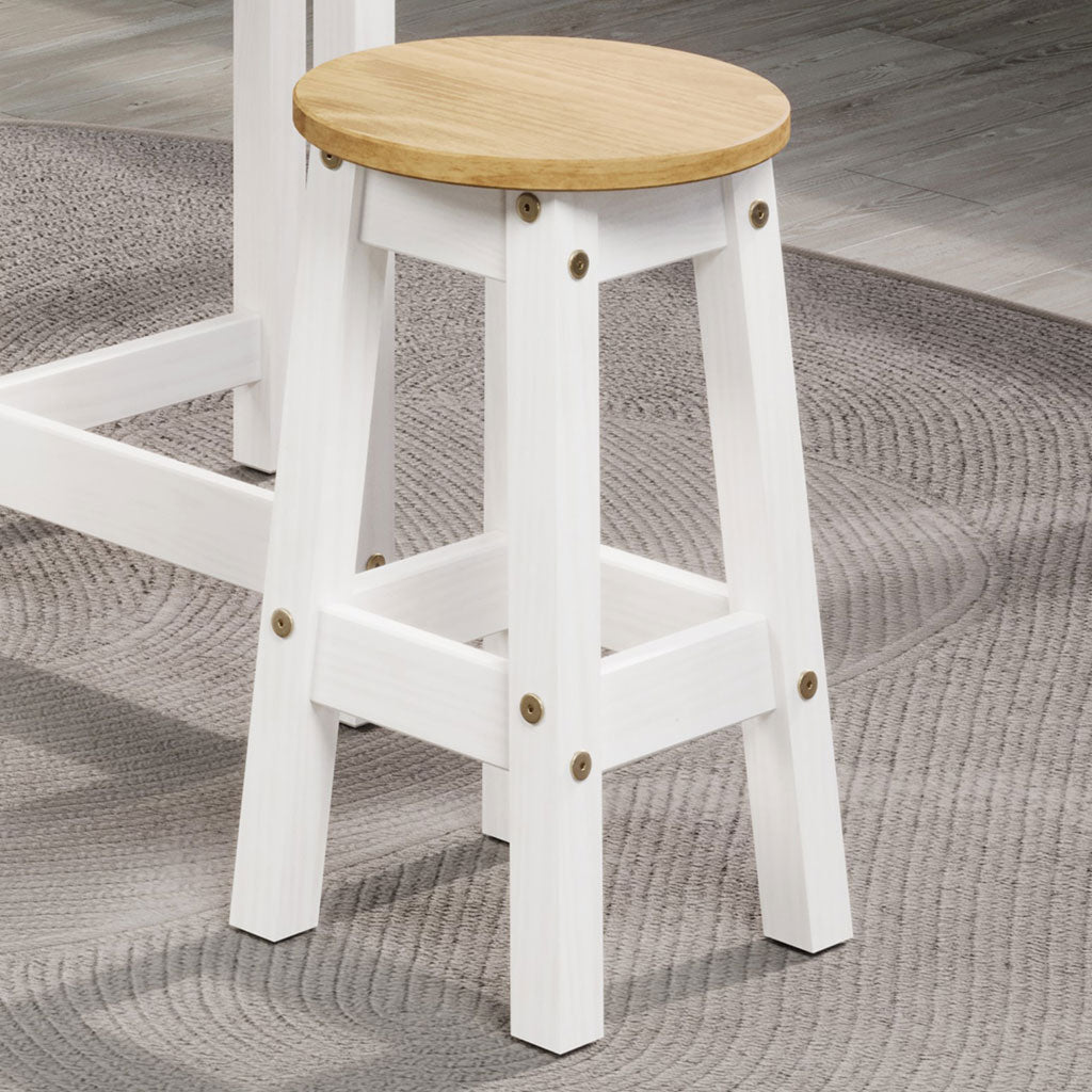 Wooden Dining Stool 30cm Round in Set Of 2 - Corona