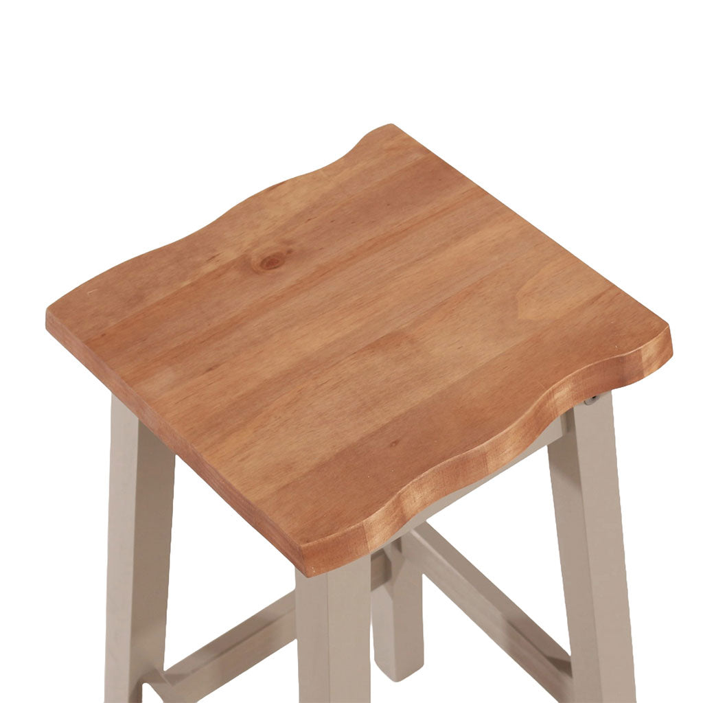 Wooden Dining Stool 33.5cm Curved Edged Square in Set Of 2 - Corona