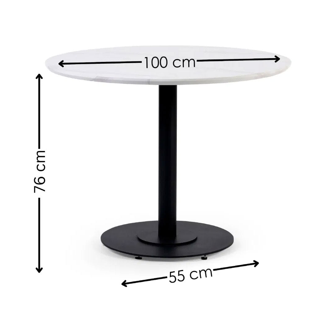 Wooden Dining Table 100cm Wide for 4 People Round - Luca