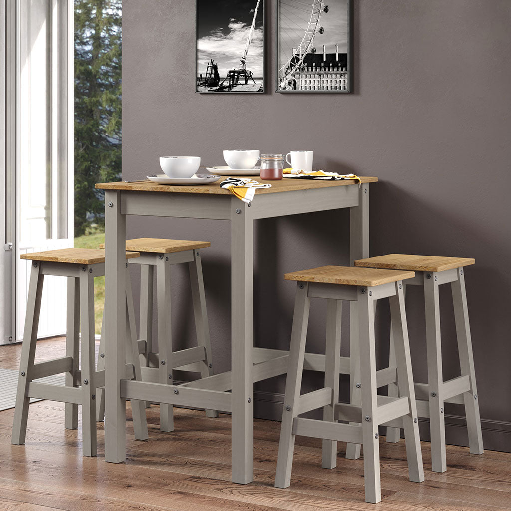 Wooden Dining Table 100cm Wide With 4 Dining Stools - Corona