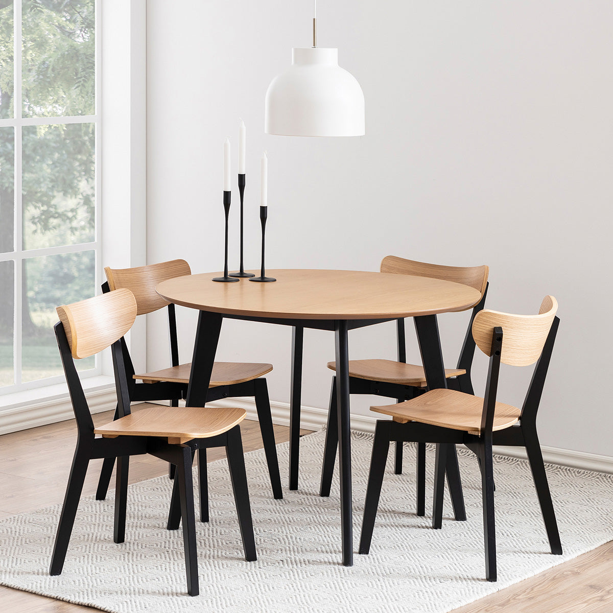 Wooden Dining Table 105cm Wide for 4 People Round - Roxby