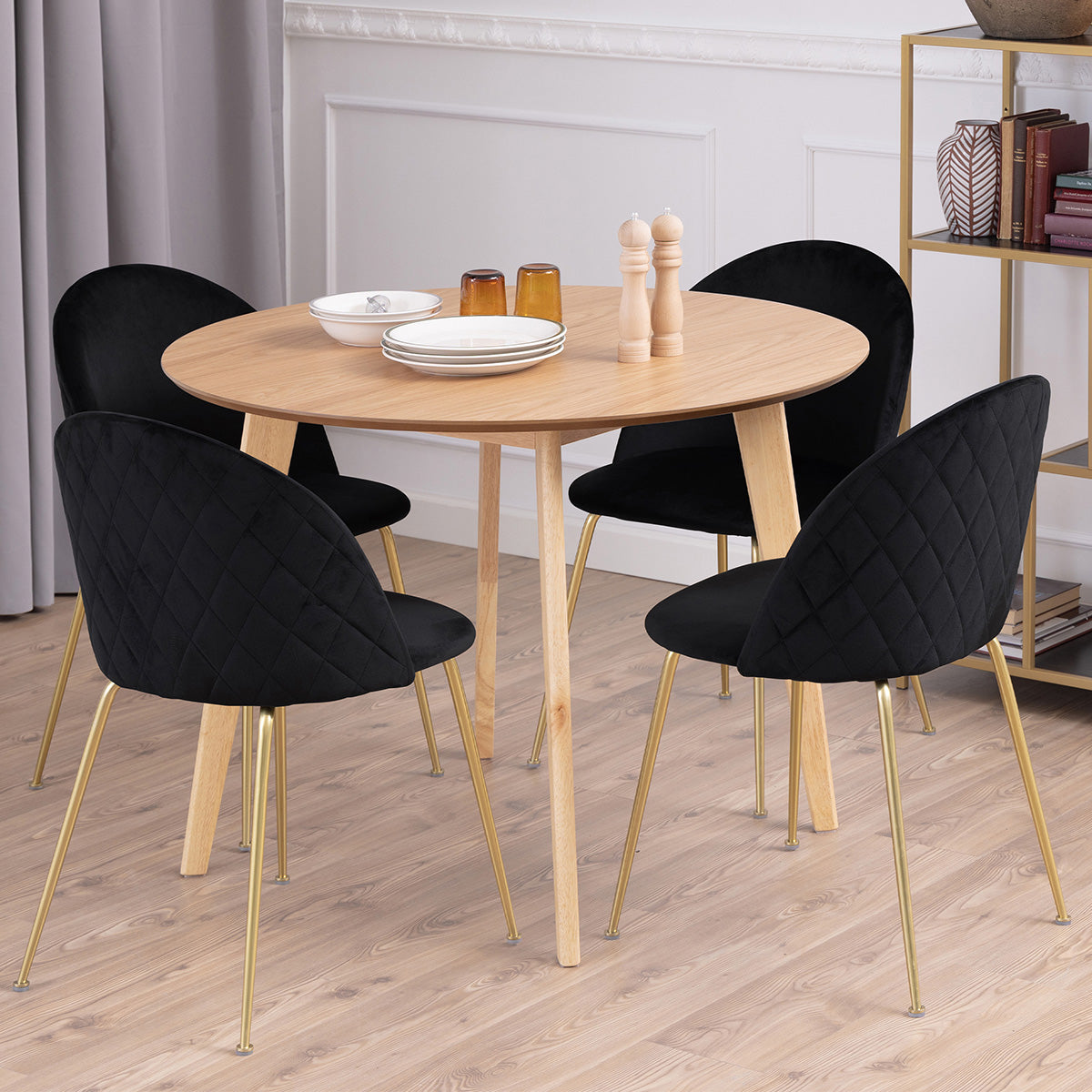 Wooden Dining Table 105cm Wide for 4 People Round - Roxby