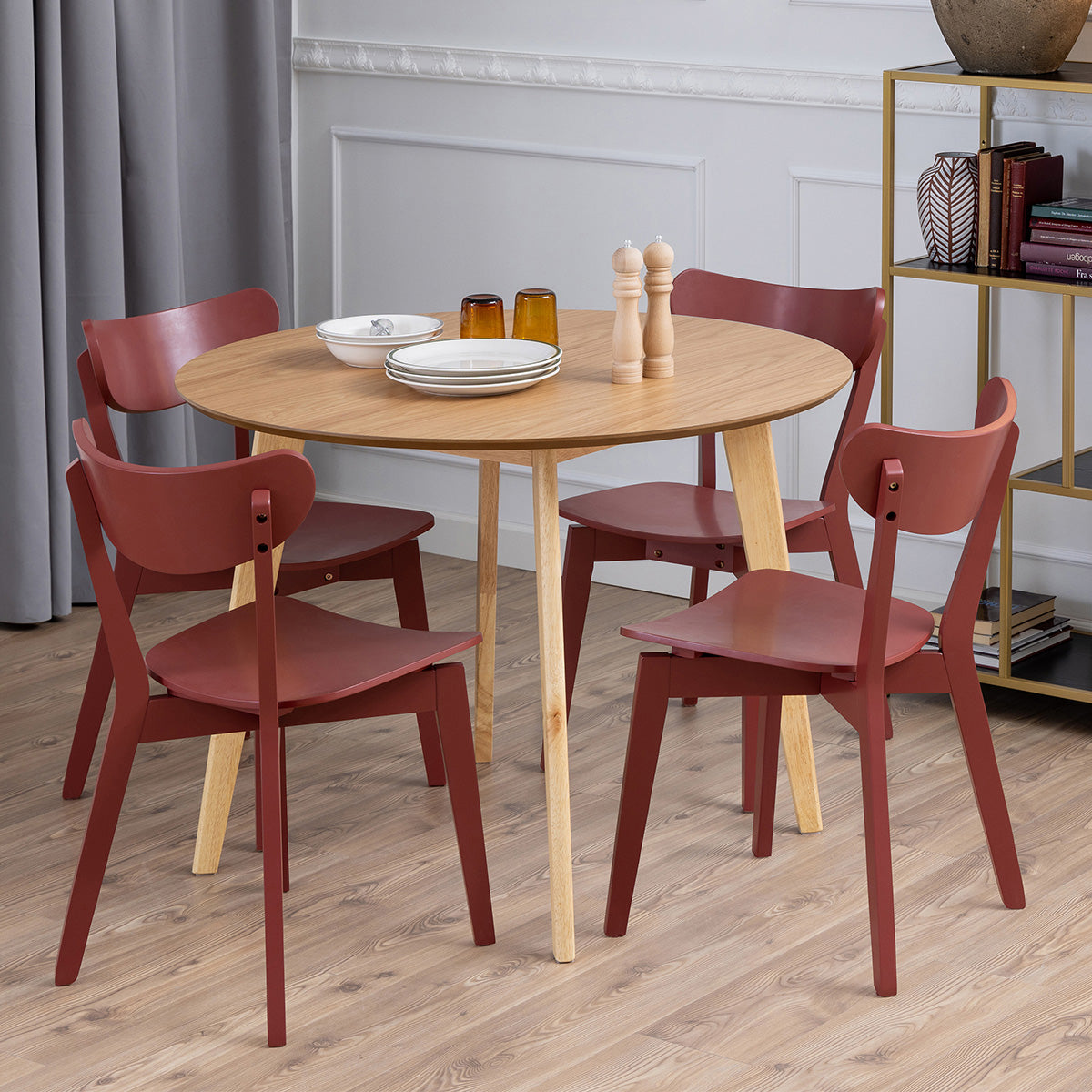 Wooden Dining Table 105cm Wide for 4 People Round - Roxby
