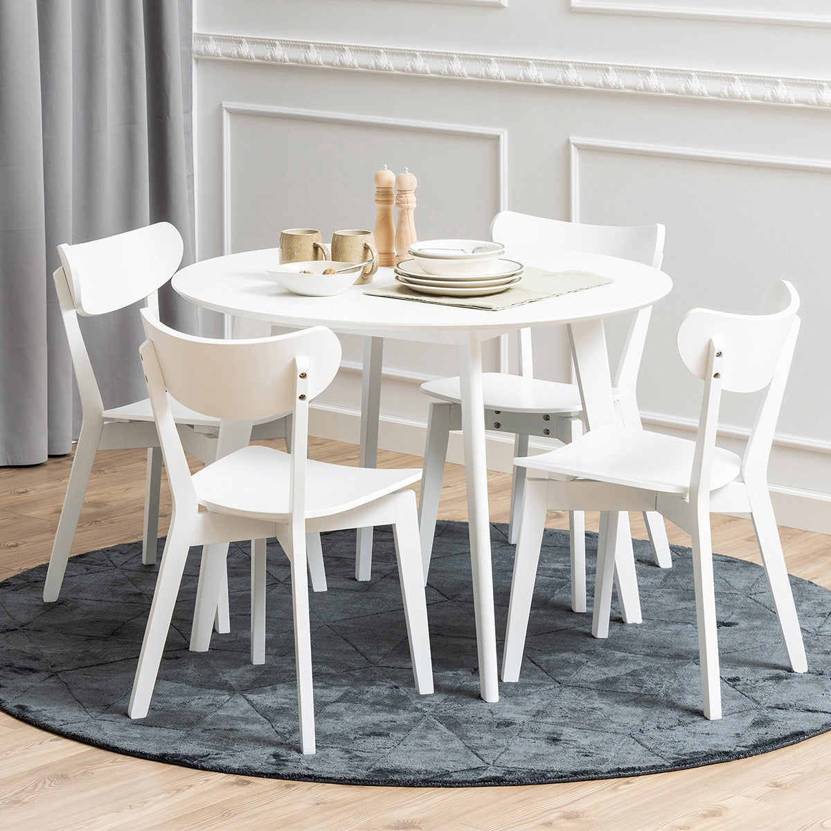 Wooden Dining Table 105cm Wide for 4 People Round - Roxby