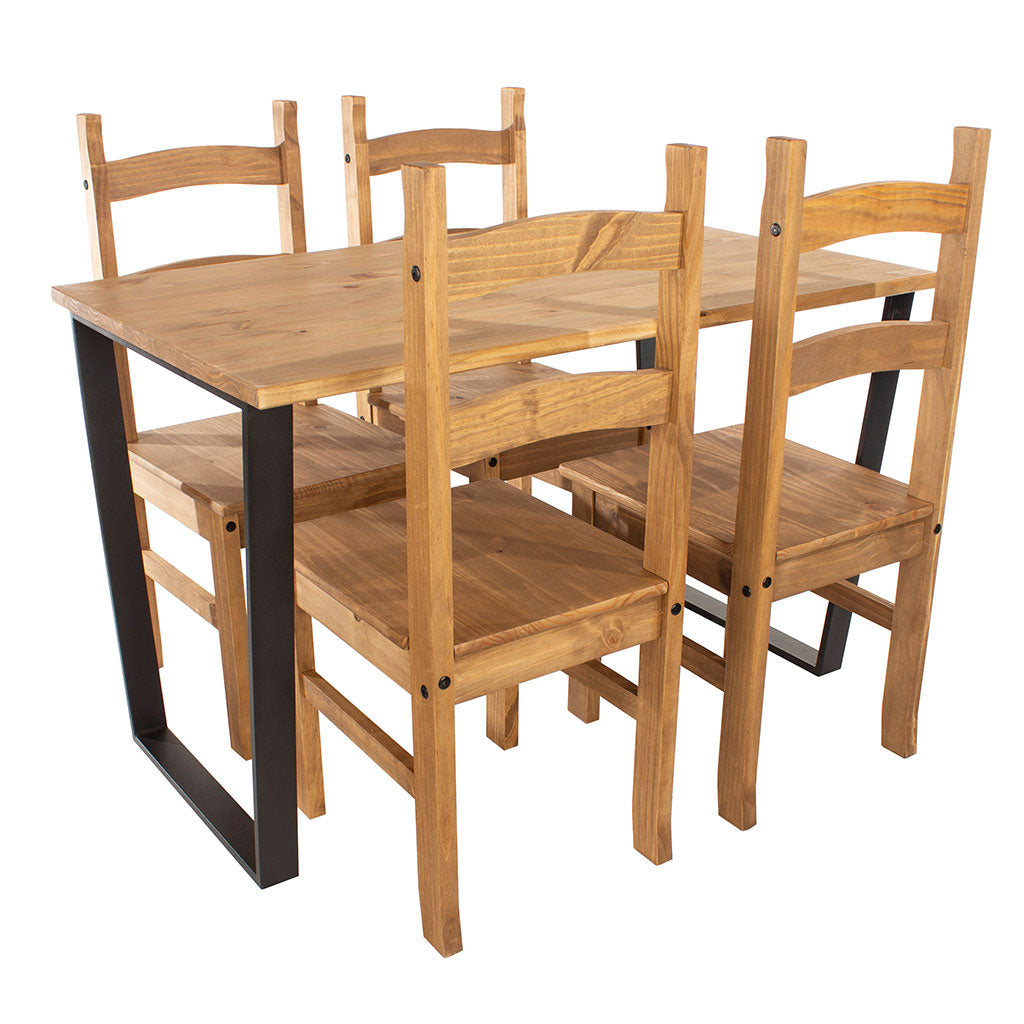 Wooden Dining Table 118cm Wide With 4 Corona Dining Chairs - Texas
