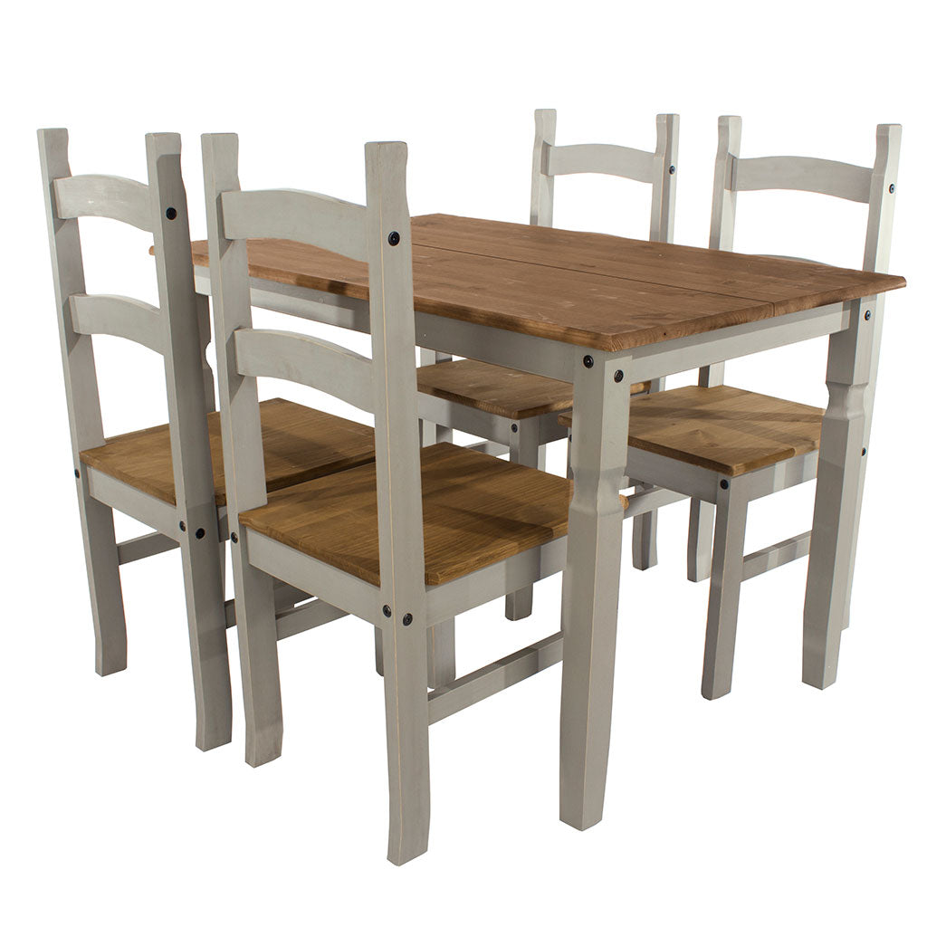 Wooden Dining Table 118cm Wide With 4 Dining Chairs - Corona