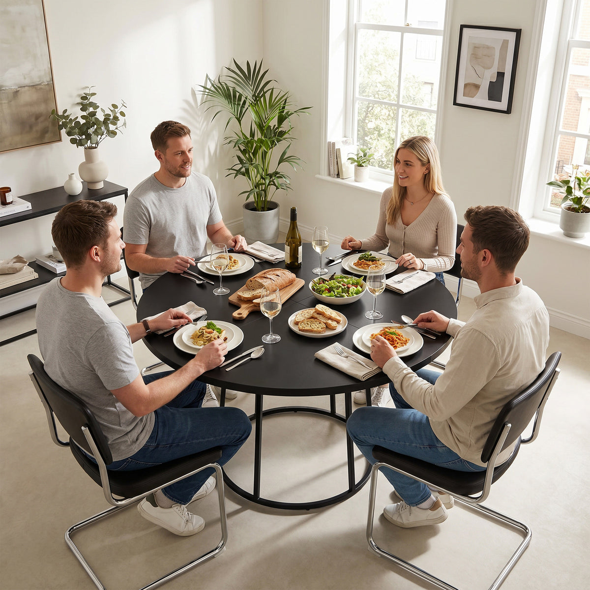 Wooden Dining Table 120cm Wide Round - Velmora