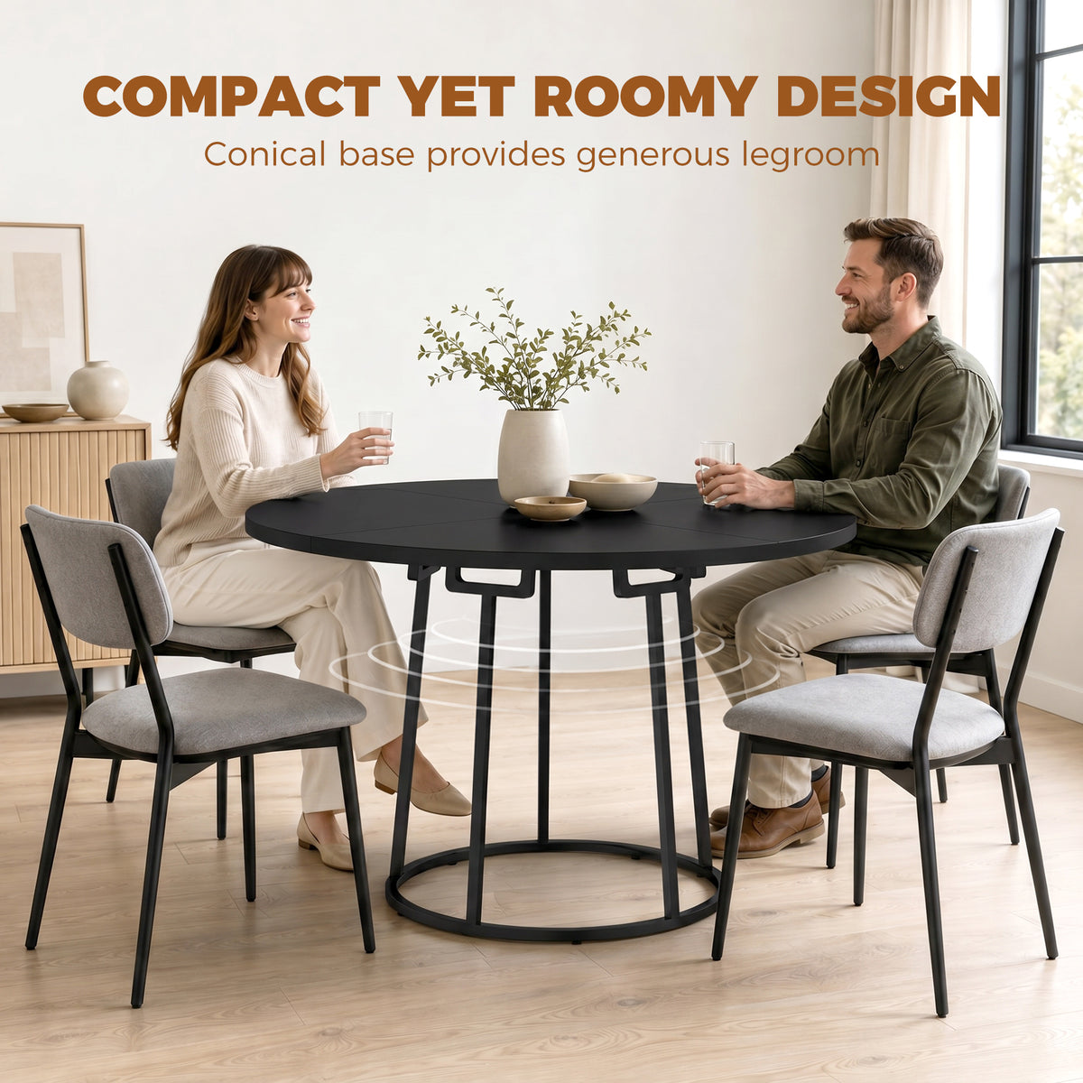 Wooden Dining Table 120cm Wide Round - Velmora