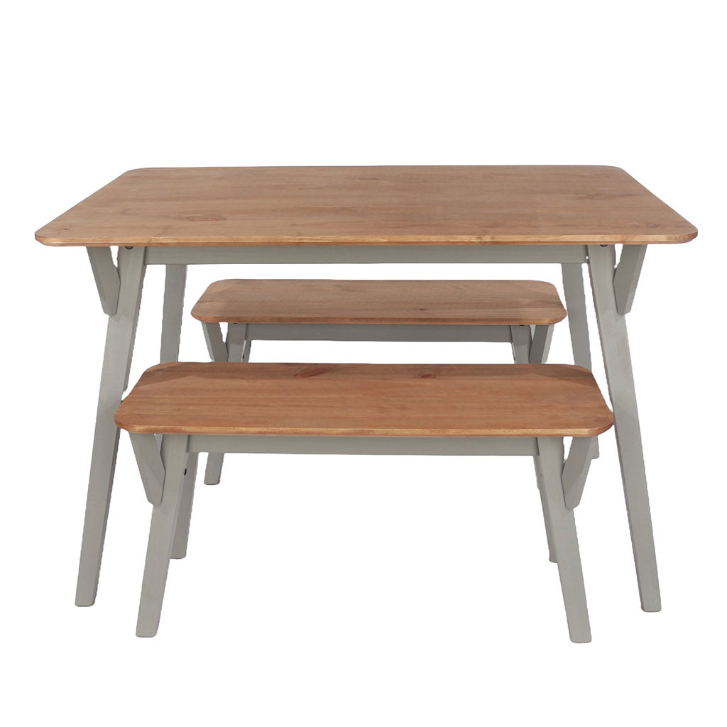 Wooden Dining Table 120cm Wide With 2 Dining Benches - Corona