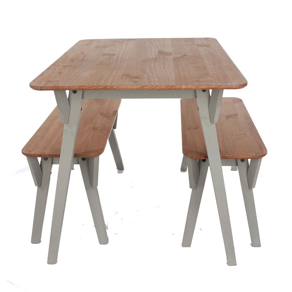 Wooden Dining Table 120cm Wide With 2 Dining Benches - Corona