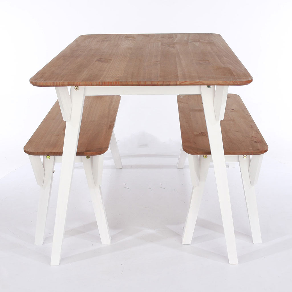 Wooden Dining Table 120cm Wide With 2 Dining Benches - Corona