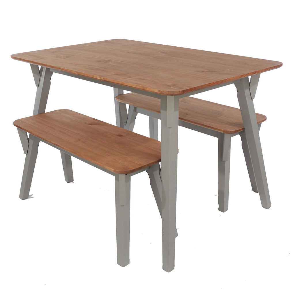 Wooden Dining Table 140cm Wide With 2 Dining Benches - Corona