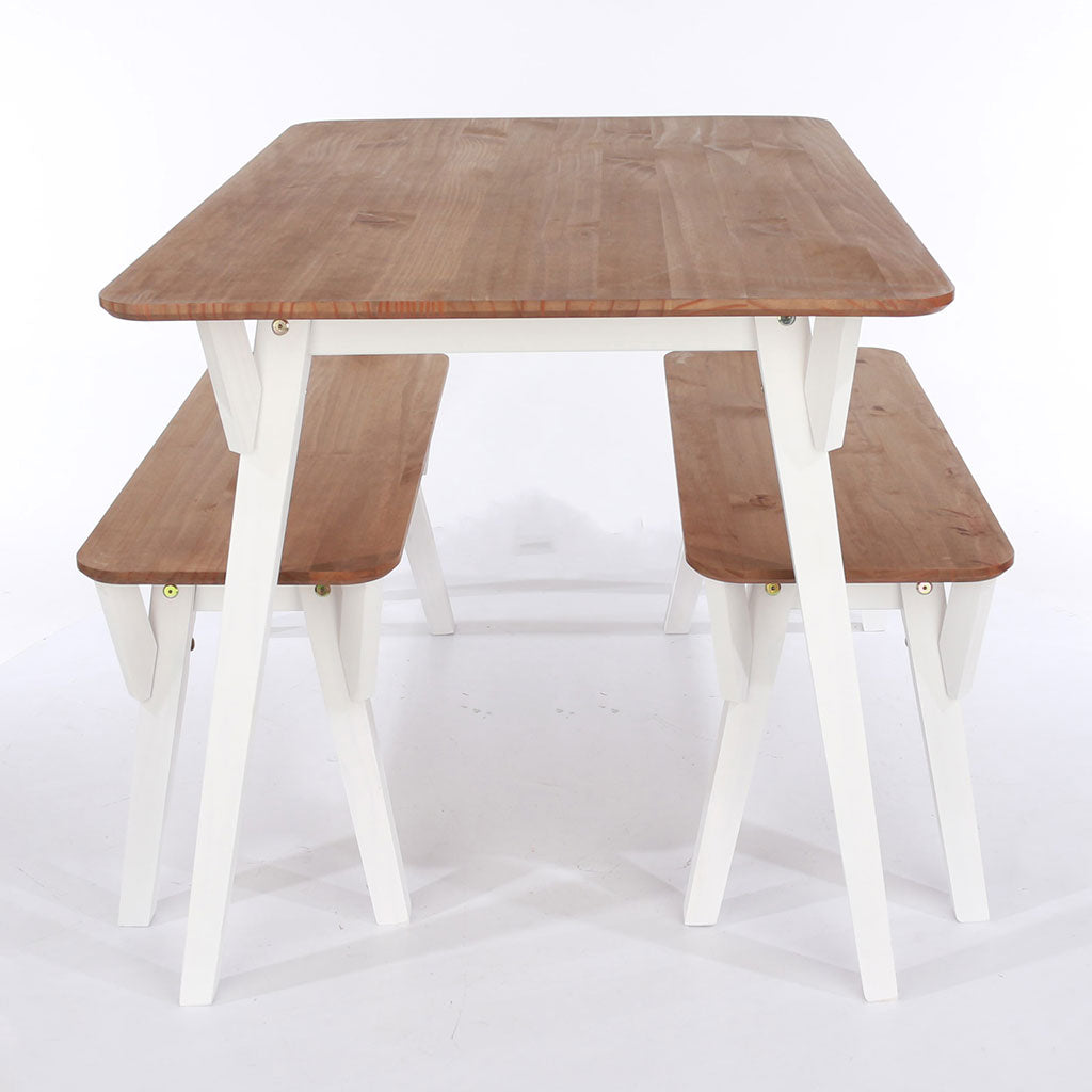 Wooden Dining Table 140cm Wide With 2 Dining Benches - Corona