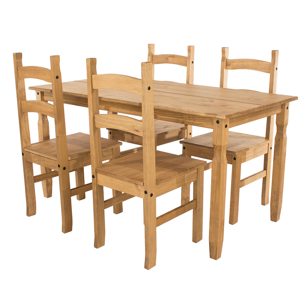 Wooden Dining Table 150cm Wide With 4 Dining Chairs - Corona