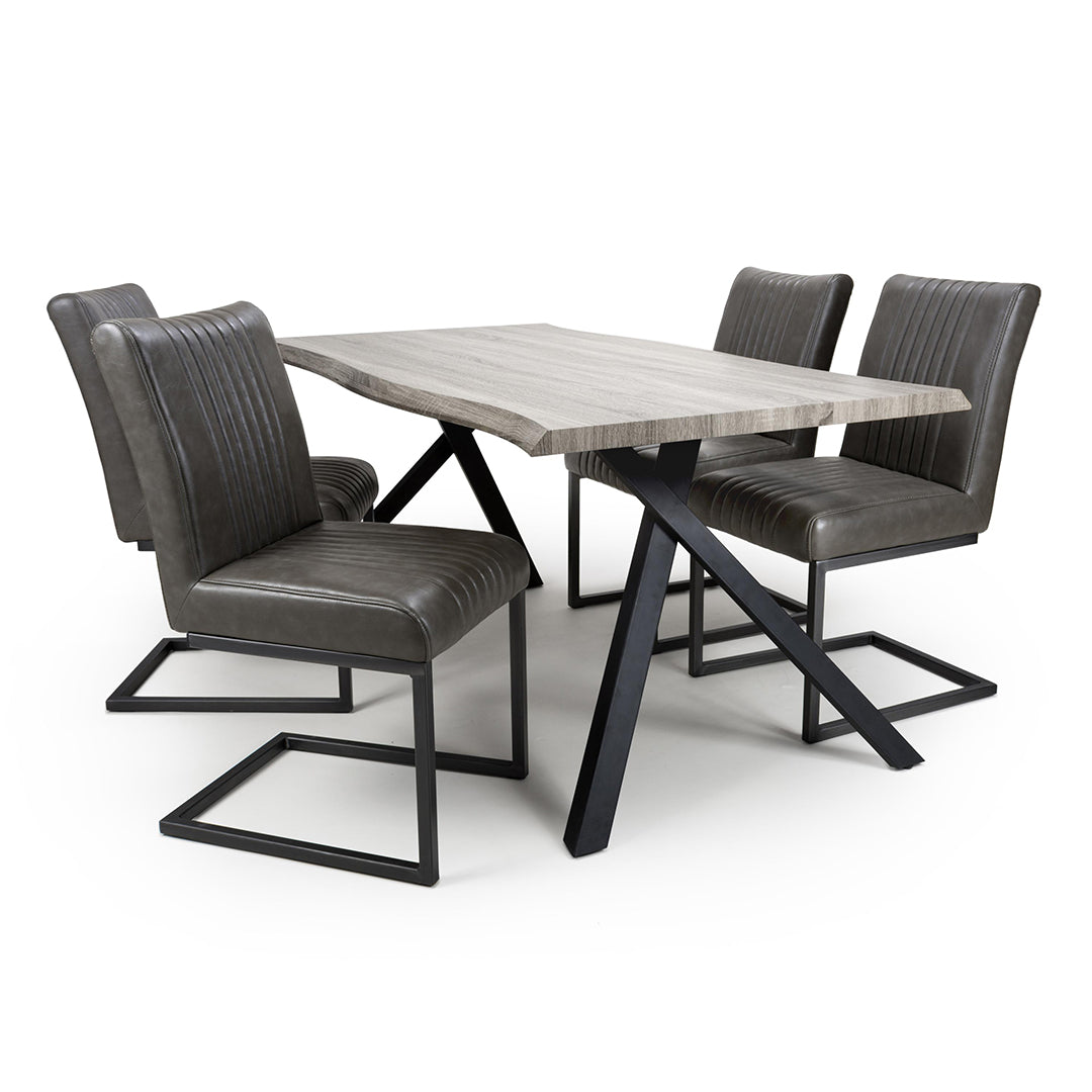 Wooden Dining Table With 4 Archer Grey Chairs - Narvik