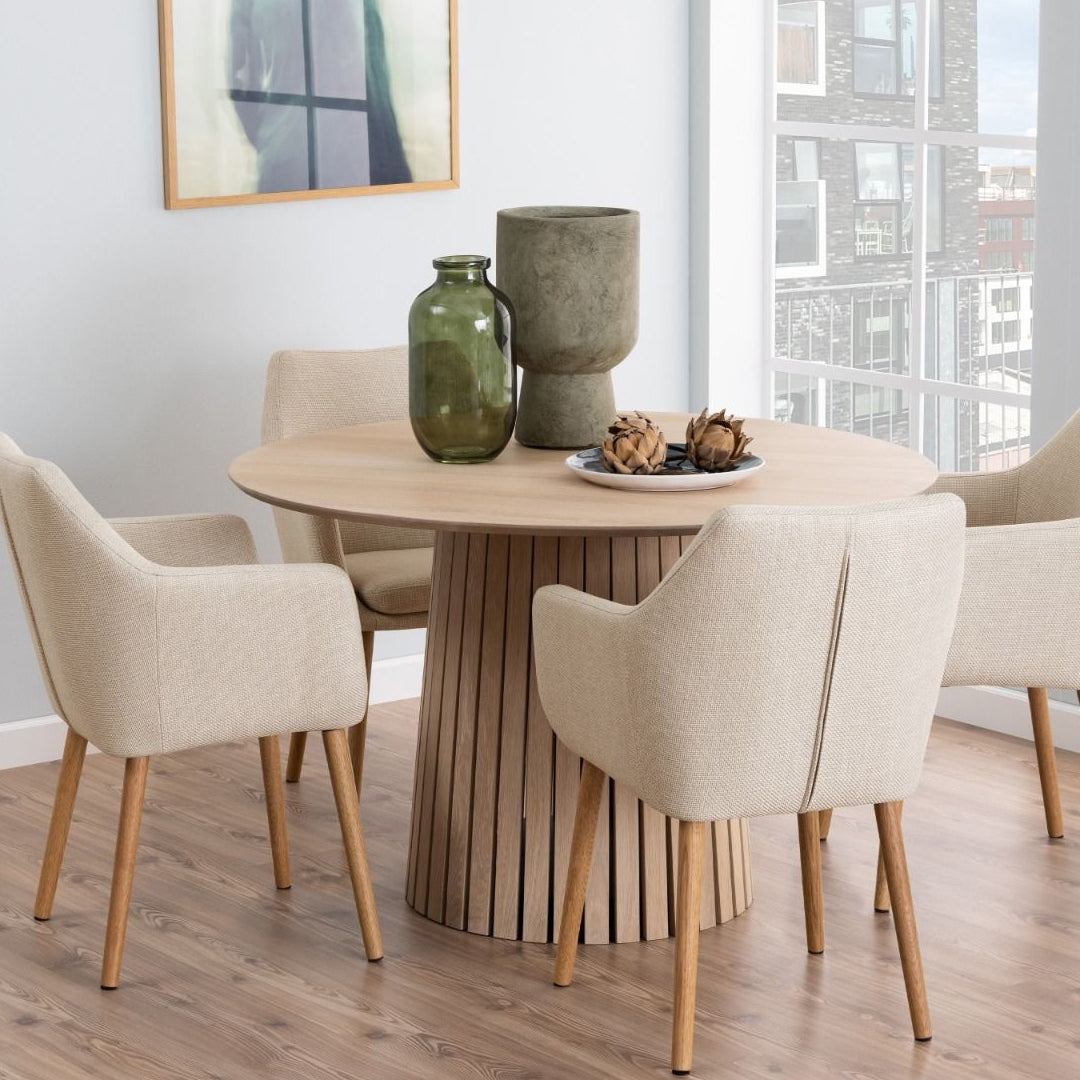 Wooden Dining Table for 4 People 120cm Wide Round - Christo