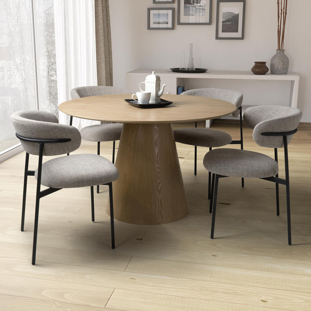 Wooden Dining Table for 4 People Round - Claremont