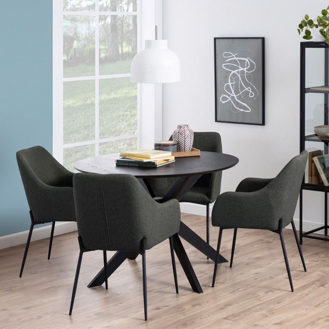 Wooden Dining Table for 4 People Round - Duncan
