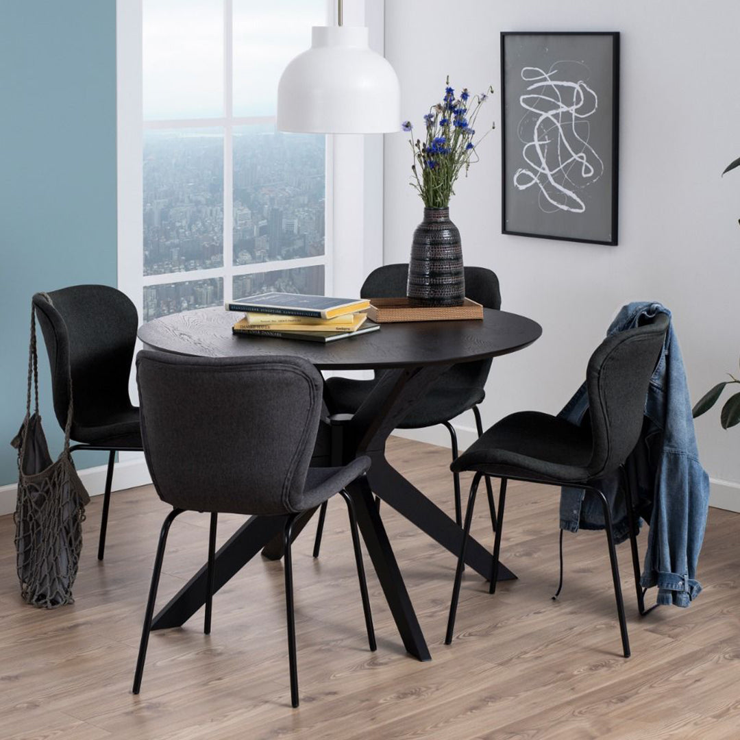 Wooden Dining Table for 4 People Round - Duncan
