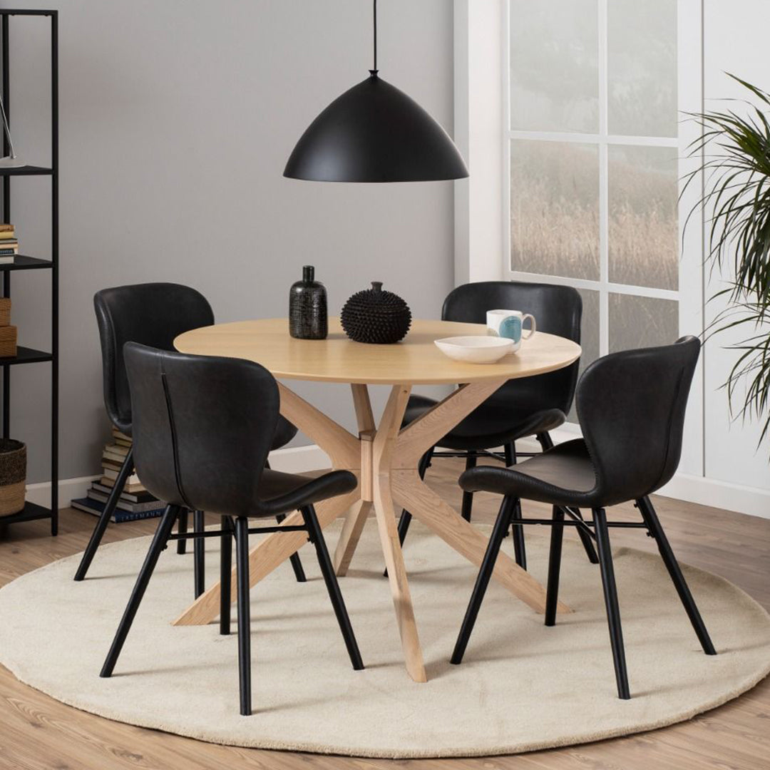 Wooden Dining Table for 4 People Round - Duncan