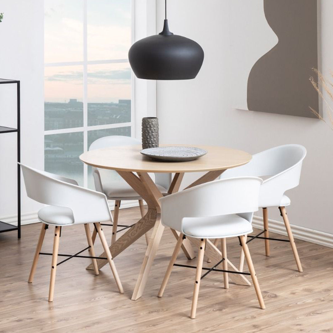 Wooden Dining Table for 4 People Round - Duncan