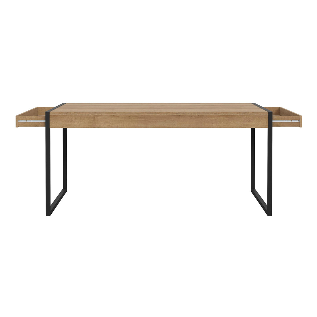 Wooden Dining Table for 4 to 6 People With 2 Drawers Rectangular - Duncan
