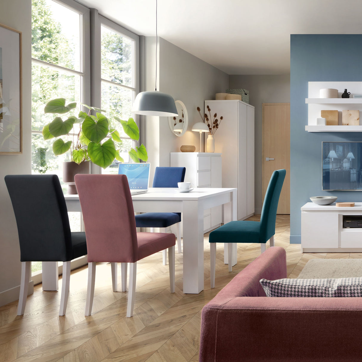 Wooden Dining Table for 4 to 6 People Extending Rectangular - Fribo