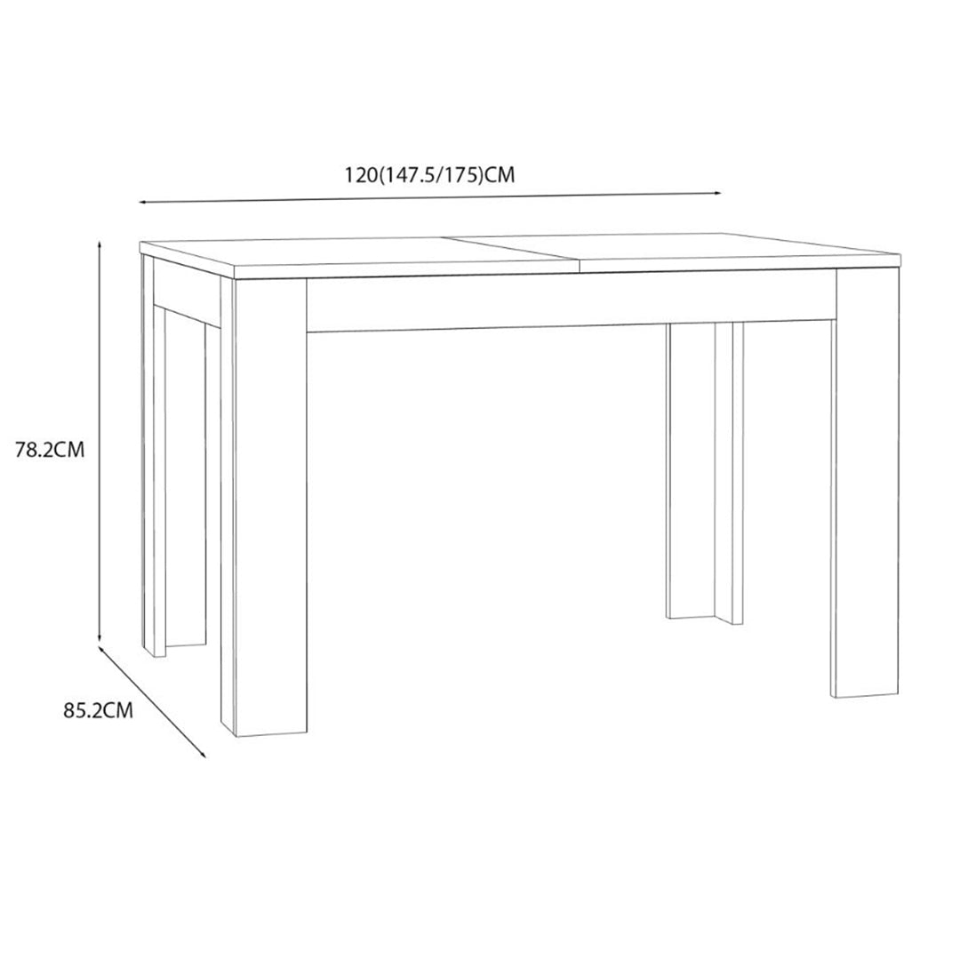 Wooden Dining Table for 4 to 6 People Extending Rectangular - Grafton