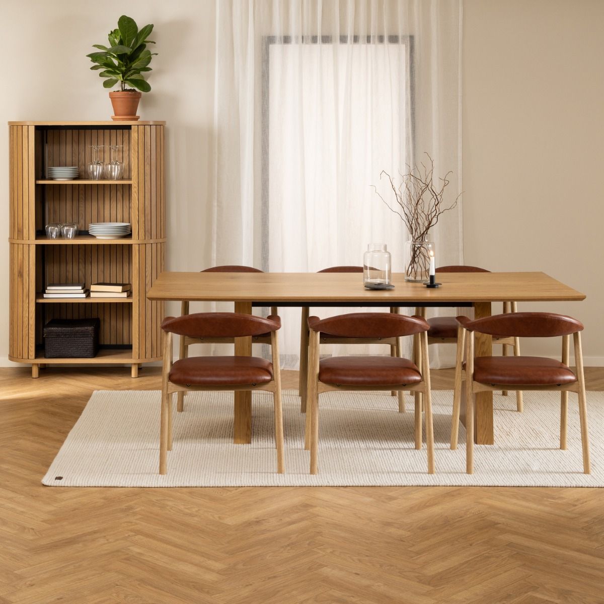 Wooden Dining Table for 6 People 210cm Wide Rectangular - Colima