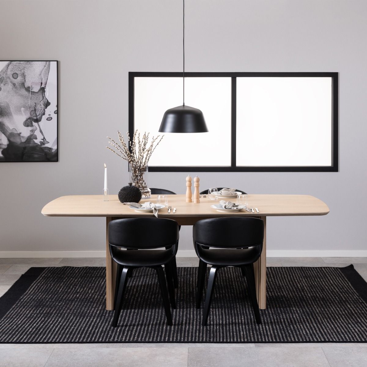 Wooden Dining Table for 6 People 220cm Wide Rectangular - Christo