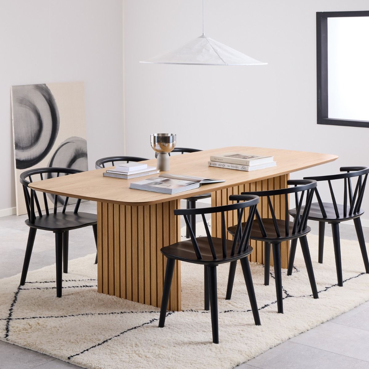 Wooden Dining Table for 6 People 220cm Wide Rectangular - Christo
