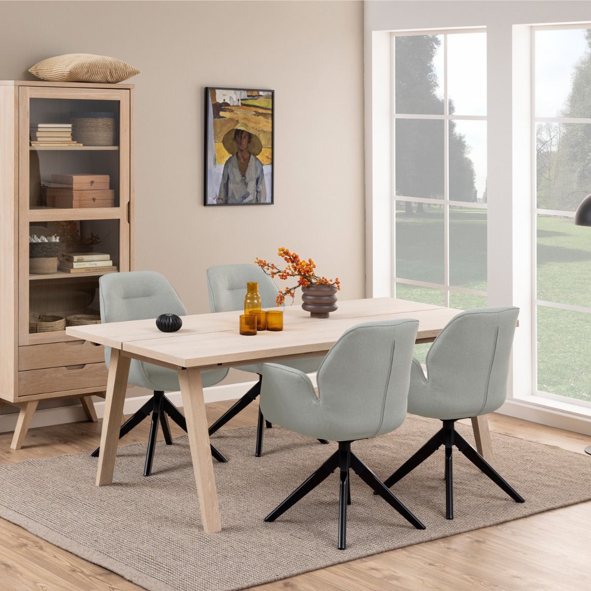 Wooden Dining Table for 6 People Rectangular - A-Line
