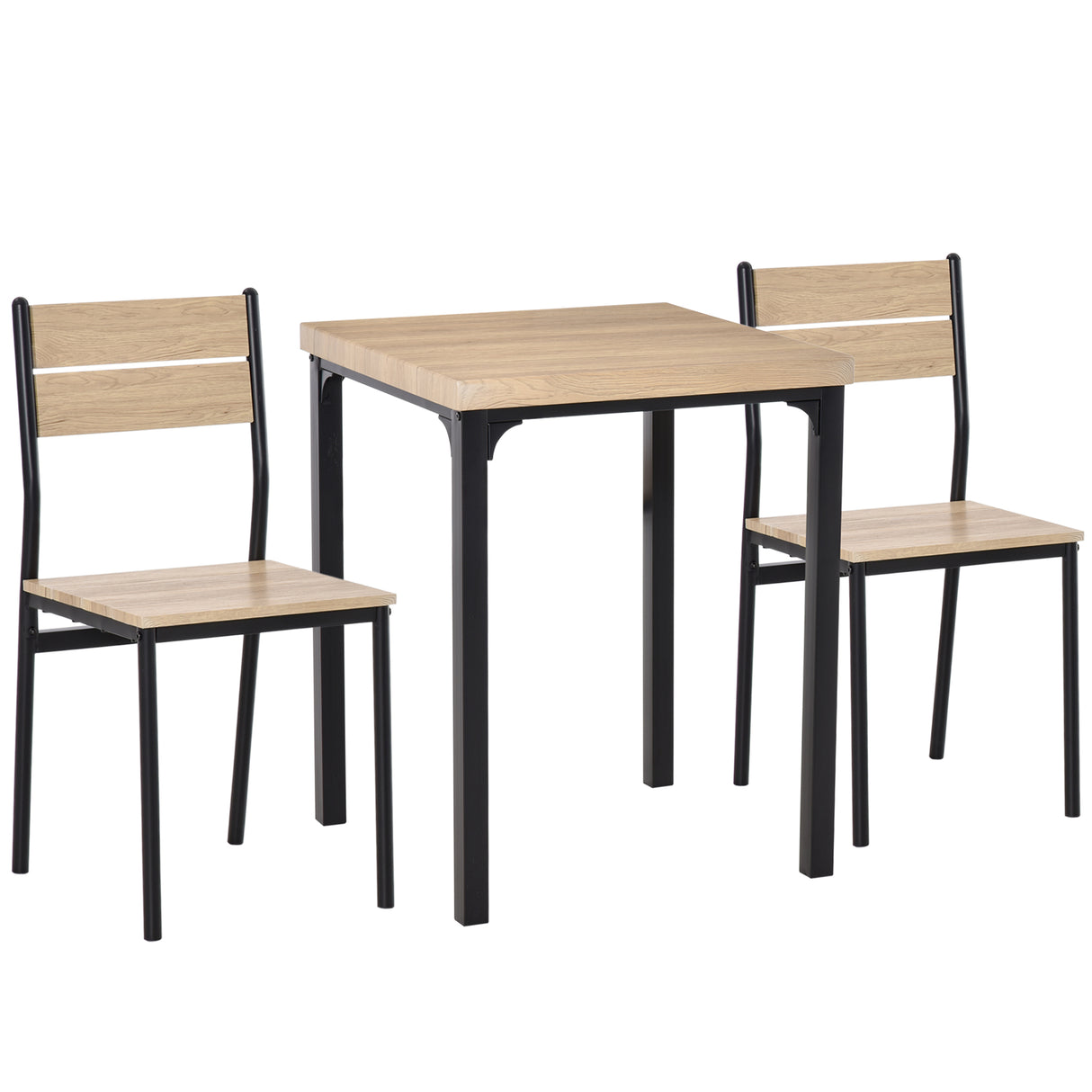 Wooden Dining Table 60cm Wide Square With 2 Chairs - Velmora