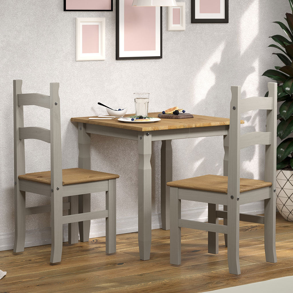 Wooden Dining Table 75cm Wide With 2 Dining Chairs - Corona