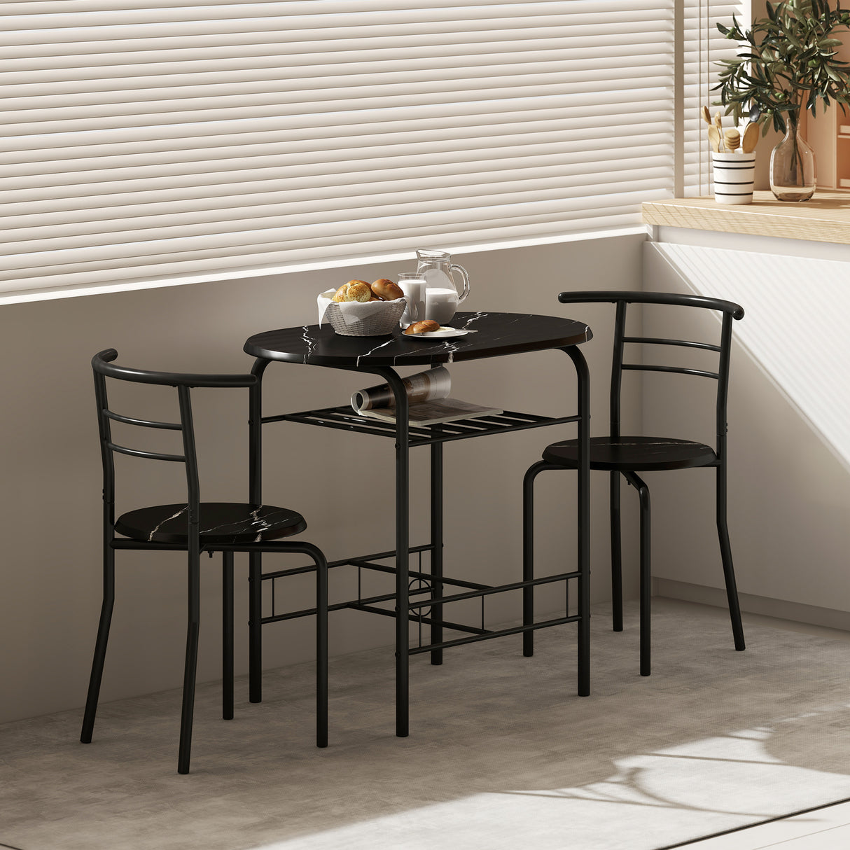 Wooden Dining Table 80cm Wide Rectangular With 2 Chairs - Velmora
