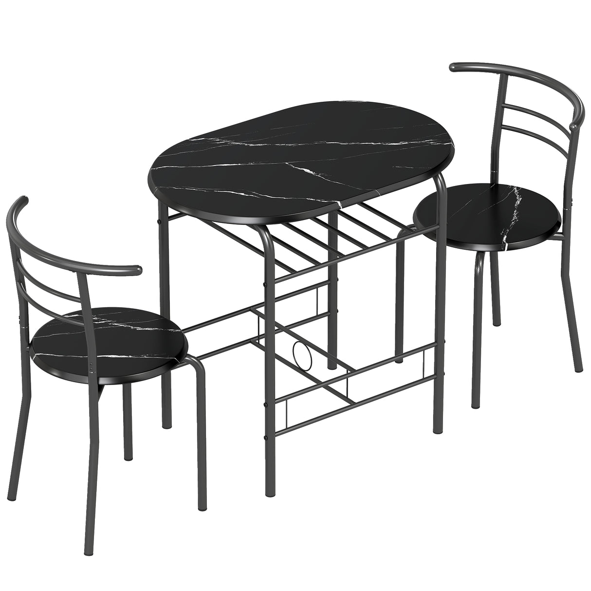 Wooden Dining Table 80cm Wide Rectangular With 2 Chairs - Velmora
