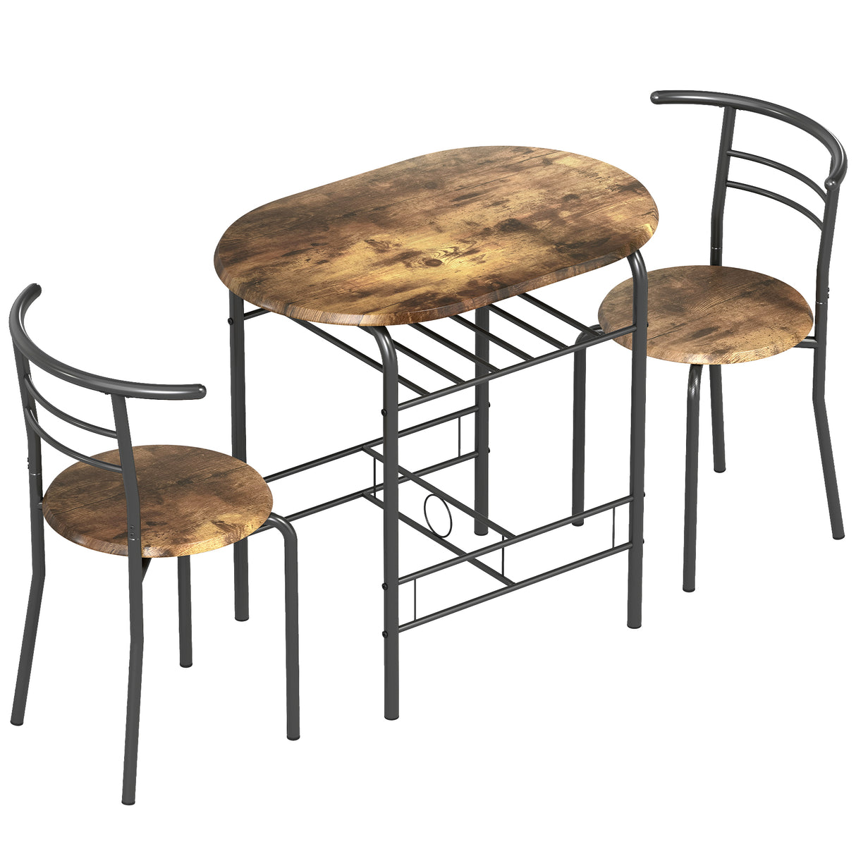 Wooden Dining Table 80cm Wide Rectangular With 2 Chairs - Velmora