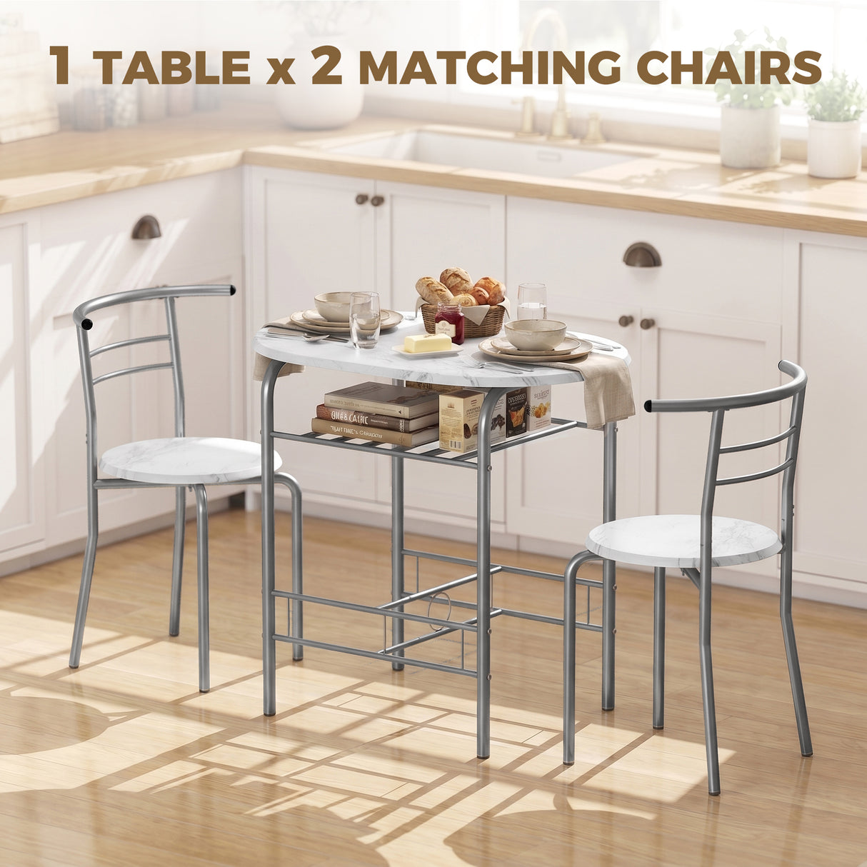 Wooden Dining Table 80cm Wide Rectangular With 2 Chairs - Velmora