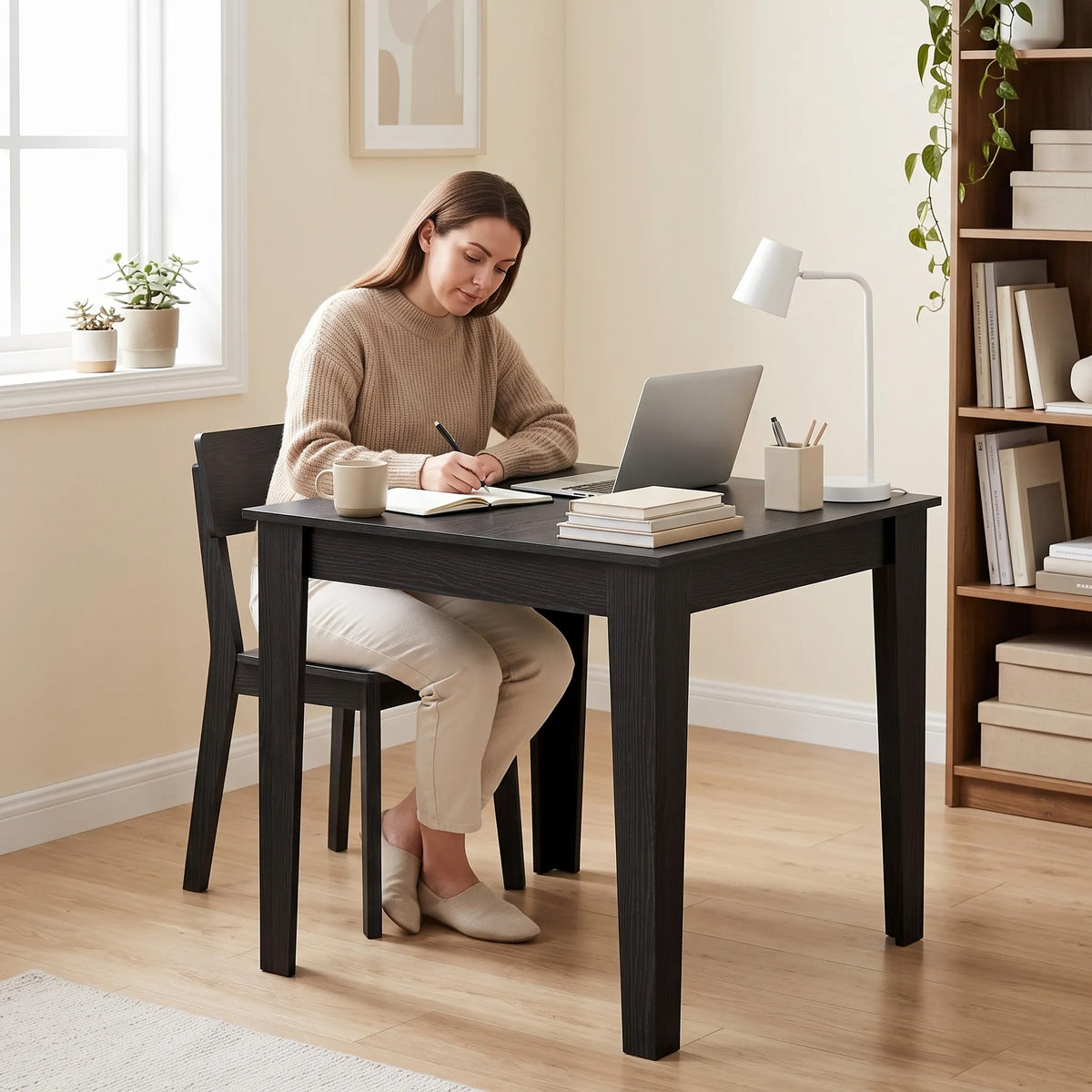 Wooden Dining Table 80cm Wide Square for 4 People - Velmora