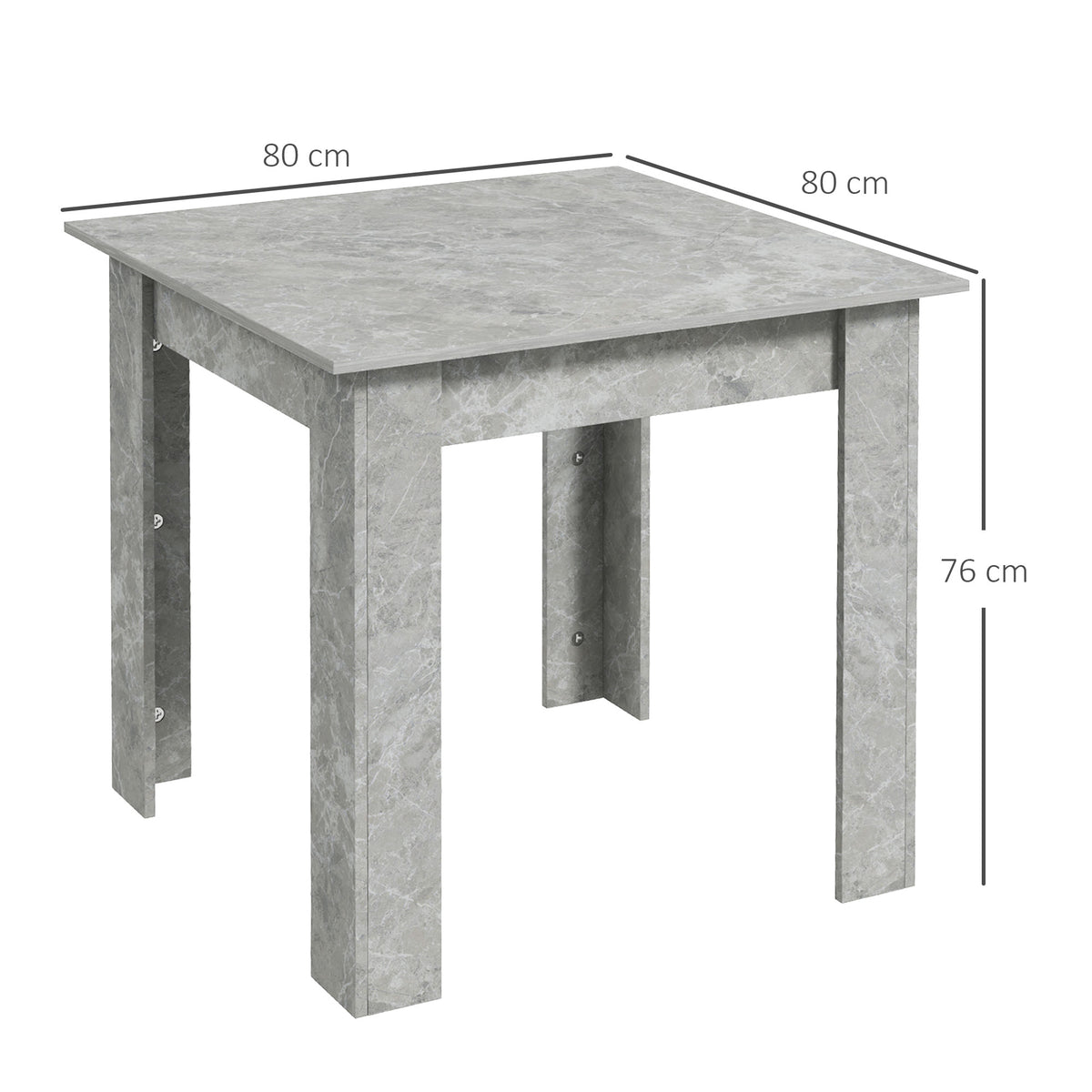 Wooden Dining Table 80cm Wide Square - Velmora