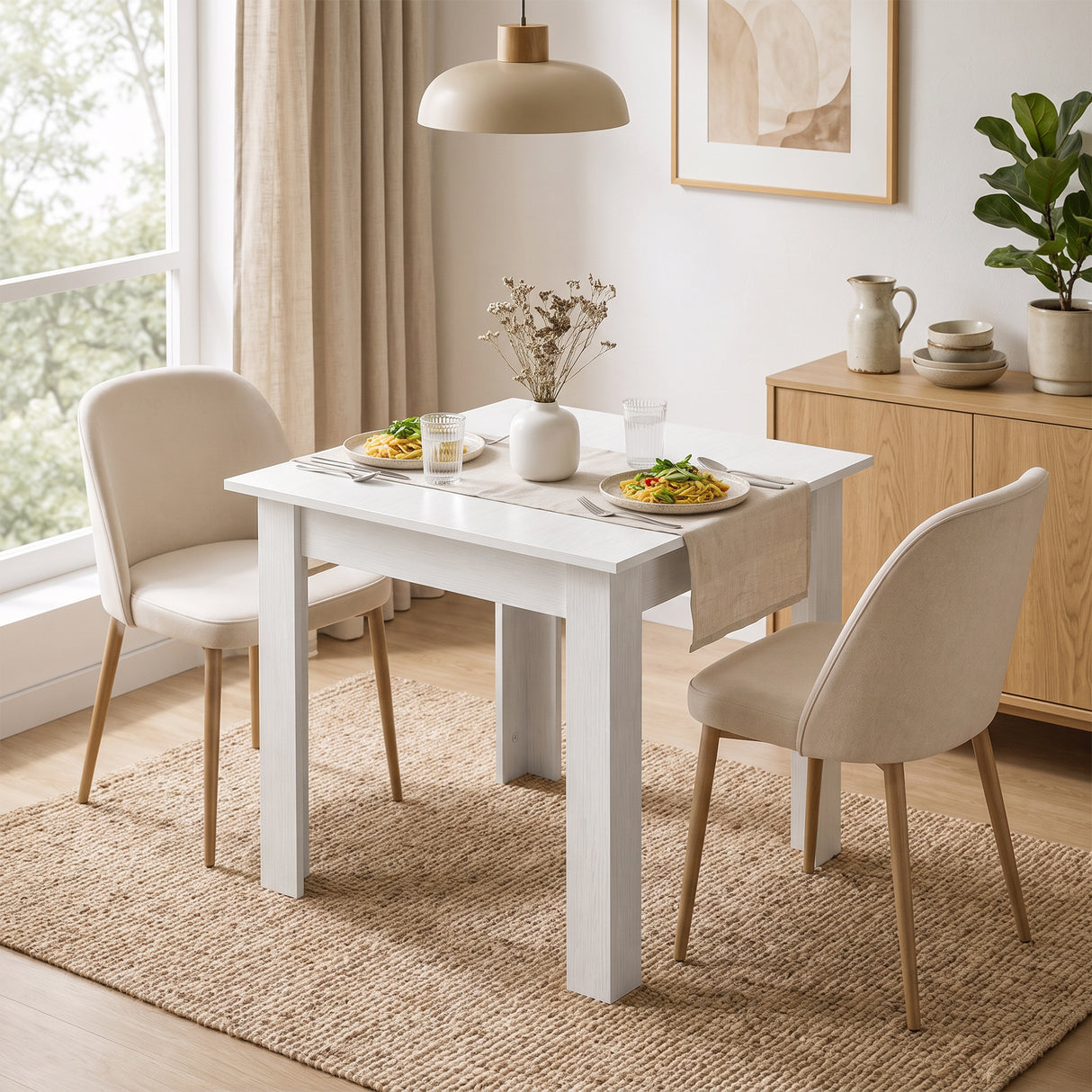 Wooden Dining Table 80cm Wide Square - Velmora