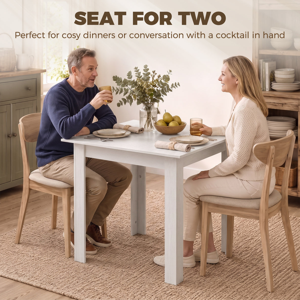 Wooden Dining Table 80cm Wide Square - Velmora