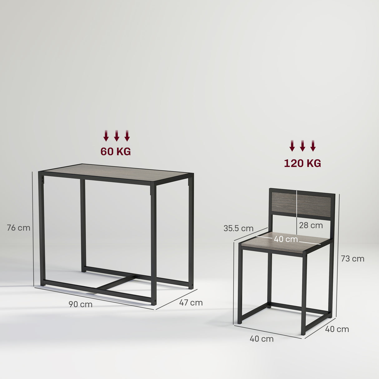 Wooden Dining Table 90cm Wide Rectangular With 2 Chairs - Velmora