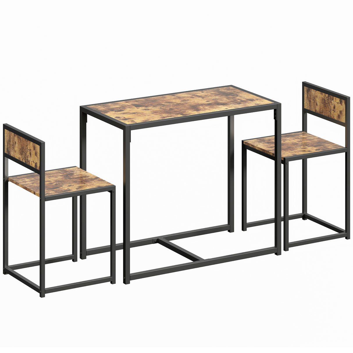 Wooden Dining Table 90cm Wide Rectangular With 2 Chairs - Velmora