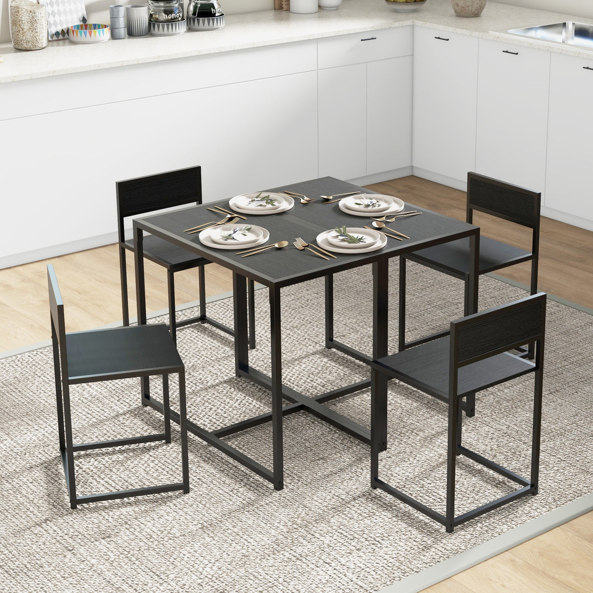 Wooden Dining Table 90cm Wide Rectangular With 2 Chairs - Velmora