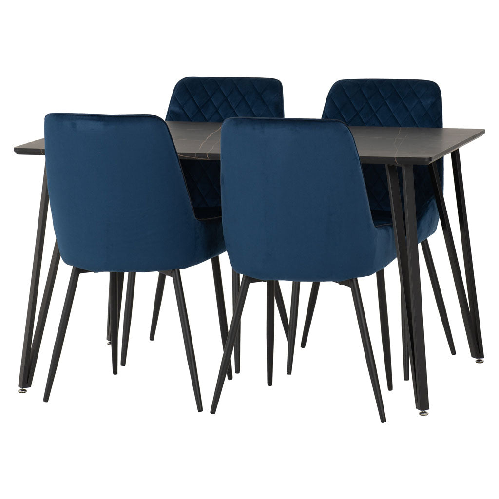 Wooden Dining Table Black With 4 Avery Dining Chairs - Marlow