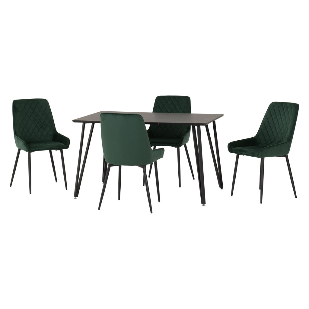 Wooden Dining Table Black With 4 Avery Dining Chairs - Marlow